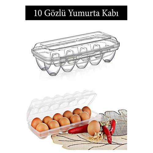 10 Gözlü Yumurta Saklama Kabı Şeffaf-YU-110