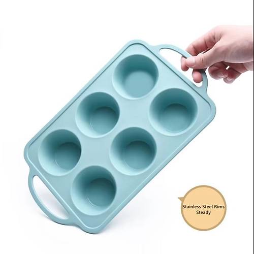6 Gözlü Kenar Çıtalı Lüks Yanmaz Silikon Fırın Kek Muffin Kalıbı