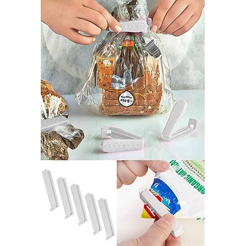 5'li Beyaz Pratik Poşet Kapatıcı Klipsler
