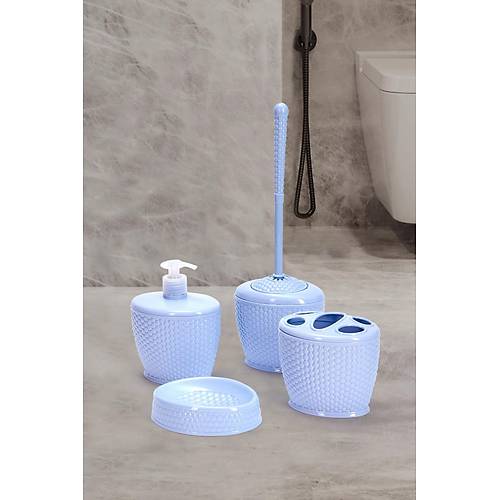 Petek Desenli 4'Lü Banyo Aksesuar Seti