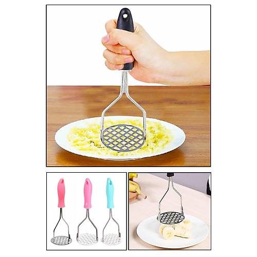 Renkli Saplı Paslanmaz Metal Patates Ezici