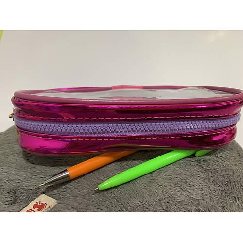 Pembe Fosforlu Akışkan Jel Tasarımlı Unıcorn Okul Fermuarlı Kalemlik Kız Çocuk Kalem Kutusu
