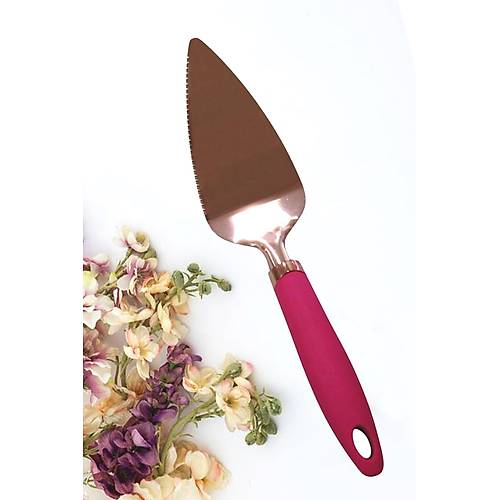 Lüks Silikon Saplı Pasta ve Servis Sunum Spatulası Bakır Renk