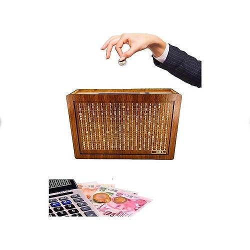 Ahşap Hedef Kumbara 10.000 Hedefli Para Biriktirme Kutusu
