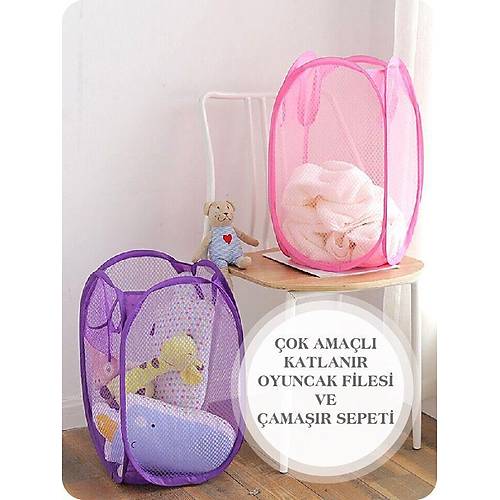  Çok Amaçlı Katlanır Oyuncak Filesi Ve Pratik Çamaşır Sepeti Hurç 
