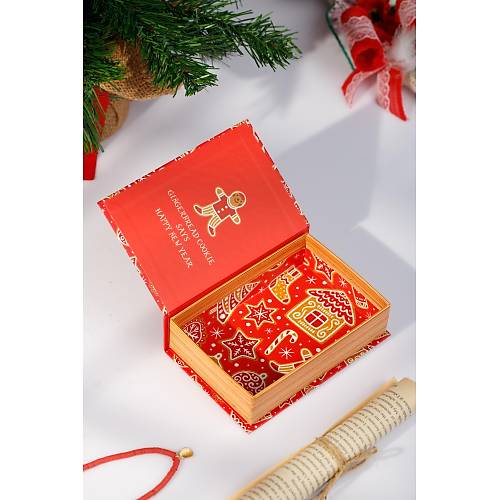 Kırmızı Noel Yılbaşı Yeni Yıl Dekorlu Kitap Kutu Takı Aksesuar Organizer
