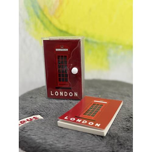 Şeffaf Kapaklı London Kırmızı 3'Lü Mini Boy Çizgili Not Defteri Çanta İçi Defter