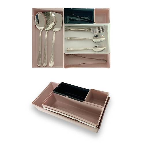 5 Parça Çekmece İçi Kaşıklık Modüler Çatal Bıçak Kaşık Organizer Set
