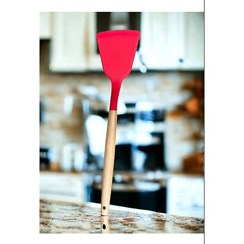 Lüks Bambu Saplı Silikon Kürek Spatula