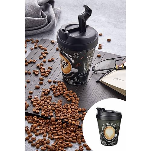 Çift Katlı Termos Özellikli, Akıllı Kapaklı Lüx Kupa - 400ml