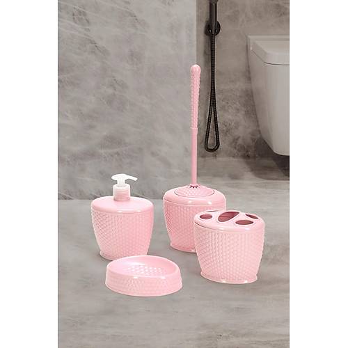 Petek Desenli 4'Lü Banyo Aksesuar Seti