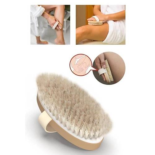 Saplı Doğal At Kılı Banyo Kuru Cilt Selülit Önleyici, Yumuşak Duş Lifi Vücut Masaj Fırçası Çilek Bacak Peeling Fırçası