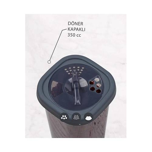6'lı Dönerli Kilit Kapaklı Baharat Seti Baharatlık Saklama Kabı 350 cc