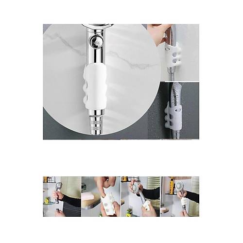 Banyo Duş Başlığı Borusuna Takılan 7 Vantuzlu Silikon Tutacak