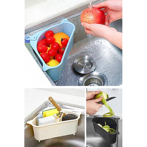 Süzgeçli Lavabo ve Evye Kenar Düzenleyici Vantuzlu Sepet