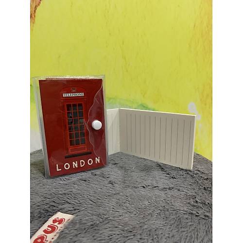 Şeffaf Kapaklı London Kırmızı 3'Lü Mini Boy Çizgili Not Defteri Çanta İçi Defter