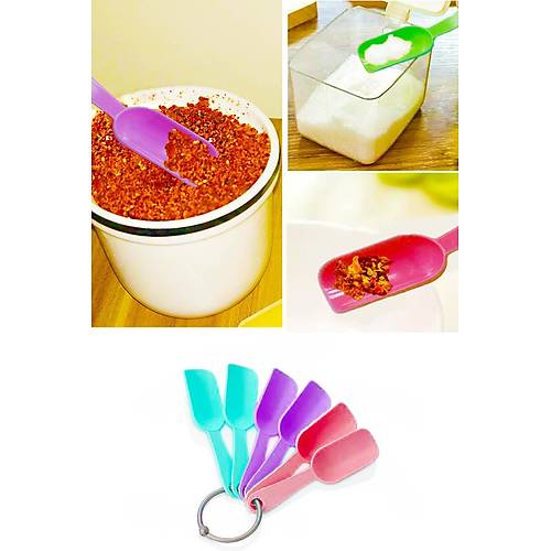 6 lı Baharat Kaşığı Renkli Mini Kürek