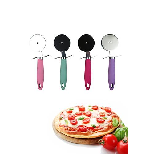 Paslanmaz Çelik Lüks Renkli Saplı Pratik Pizza ve Börek Kesici