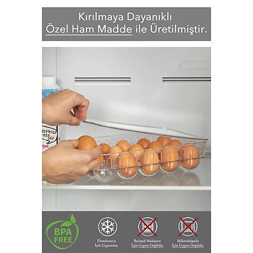 15 Bölmeli Kapaklı Yumurtalık, Yumurta Saklama Kabı, Kırılmaz Buzdolabı Organizer
