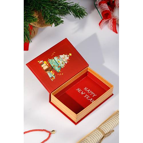 Kırmızı Noel Baba Yılbaşı Yeni Yıl Dekorlu Kutu Takı Aksesuar Organizer