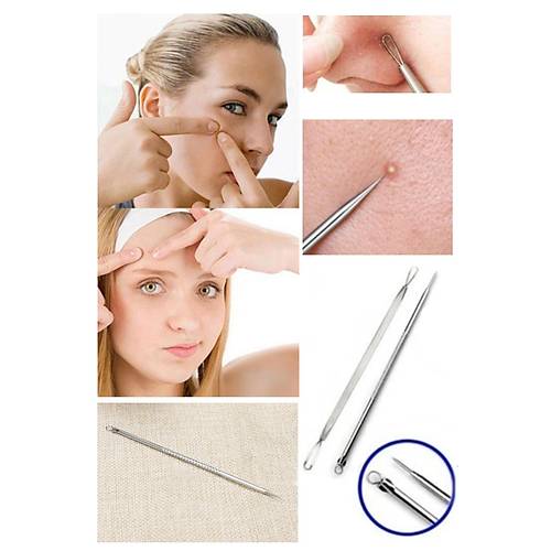 Paslanmaz Çelik Siyah Nokta Sivilce ve Akne Temizleyici Set 2'li Kit