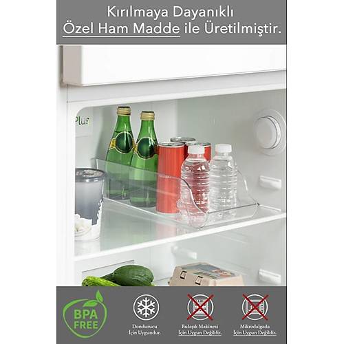 Kırılmaz Dayanklı Kulplu Buzdolabı Düzenleyici Şişe İçecek Organizer
