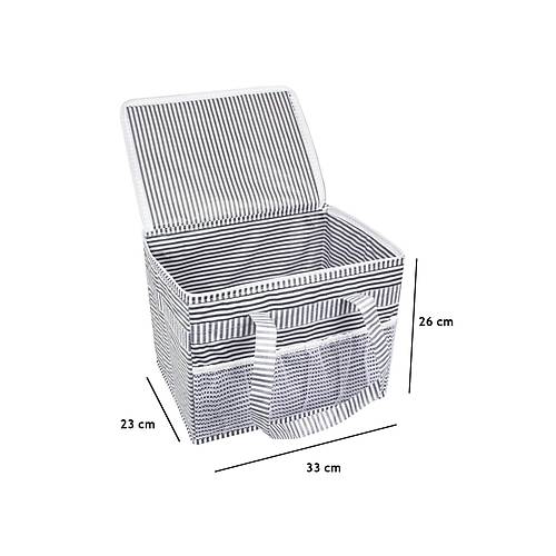 Tutma Kollu Çok Amaçlı Kapaklı Düzenleyici Baza İçi Hurç Dolap İçi Organizer 23x33x26