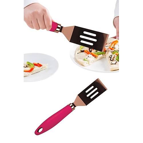 Paslanmaz Bakır Renk Çelik Lüks Spatula Renkli Saplı Küçük