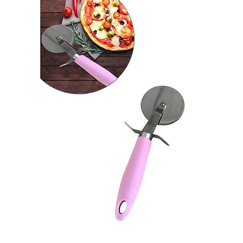 Paslanmaz Çelik Lüks Renkli Saplı Pratik Pizza ve Börek Kesici