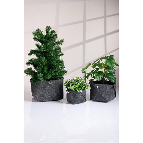3'Lü Yuvarlak Keçe Sepet Organizer Saksı Altlığı Çorap Düzenleyici Set