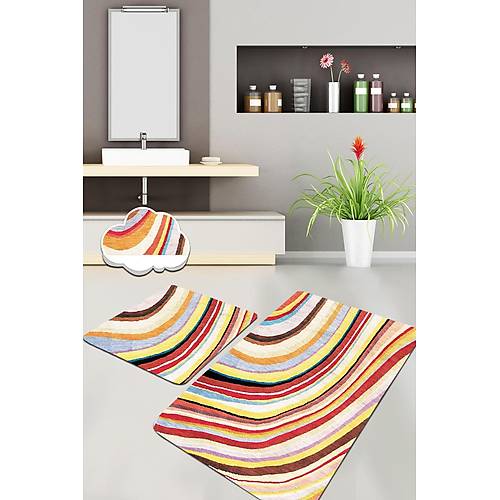 Gökkuşağı Dijital 2 Li Set Banyo Paspas Seti