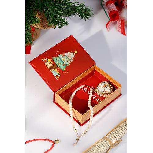 Kırmızı Noel Baba Yılbaşı Yeni Yıl Dekorlu Kutu Takı Aksesuar Organizer