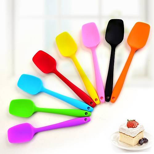 Silikon Renkli Kaşık Spatula Yanmaz Yapışmaz Isıya Dayanıklı Üst Kalite