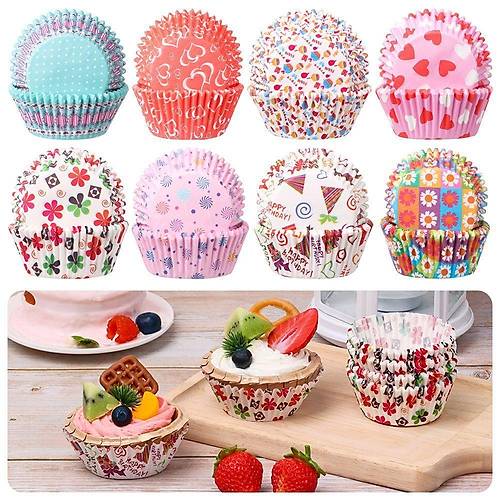 100'lü Mini Boy Muffin ve Cupcake Kağıdı Kek Kalıbı Desenli,Kağıt Kek Kapsülü