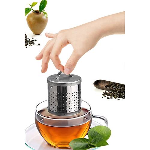 Demlik İçi Silindir Çelik Paslanmaz Çay Süzgeci 