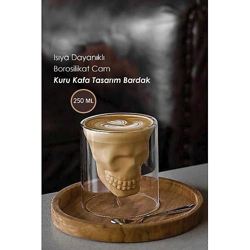 Cidarlı Kuru Kafa Shot Viski Tekila Bardağı Cam Kokteyl Su Meşrubat Bardak 250 ML