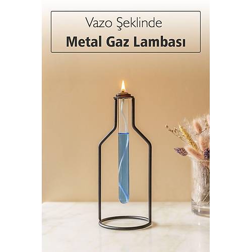 Vazo Şeklinde Metal Gaz Lambası, Tüp Kandil