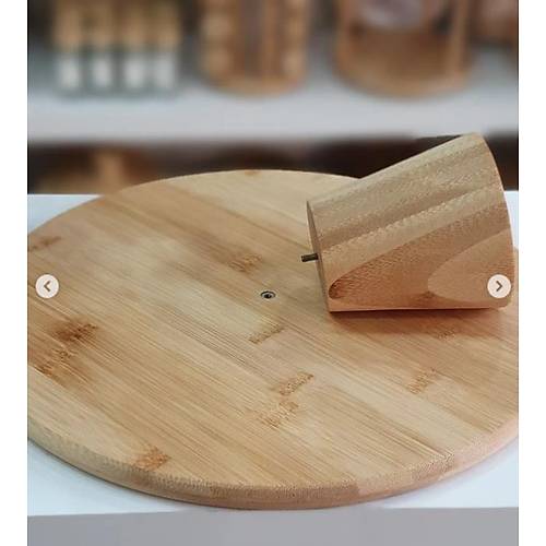 Bambu Düz Döner Sunumluk,Tepsi,Pizza Servis Sunum Tabağı 31 Cm