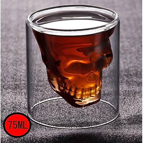 Cidarlı Kuru Kafa Shot Viski Tekila Bardağı Cam 75 ML