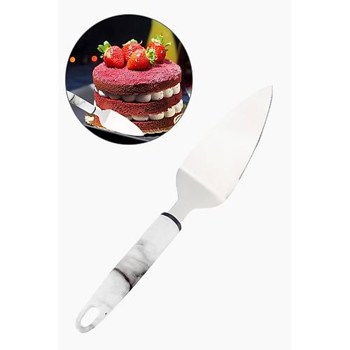 Mermer Desenli Lüks Pasta ve Servis Sunum Spatulası