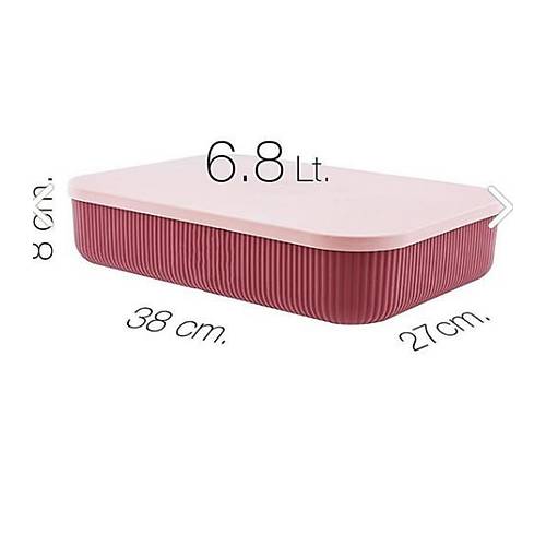 Renkli Kapaklı Kare Saklama Kabı 6,8 LT Kapaklı Kutu