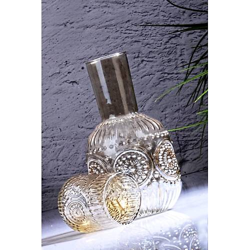 Tombul Gold Bardaklı Cam Başucu Su,İçecek Sürahisi 1200 Ml Karaf