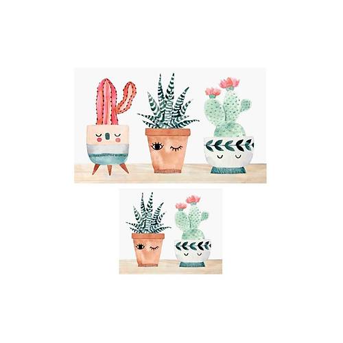 Dijital Three Cactus 2'li Banyo Paspas Seti Klozet Takımı