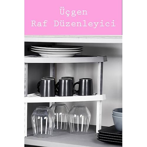 Üçgen Plastik Raf Düzenleyici Raf Yükseltici Dolap İçi Organizer