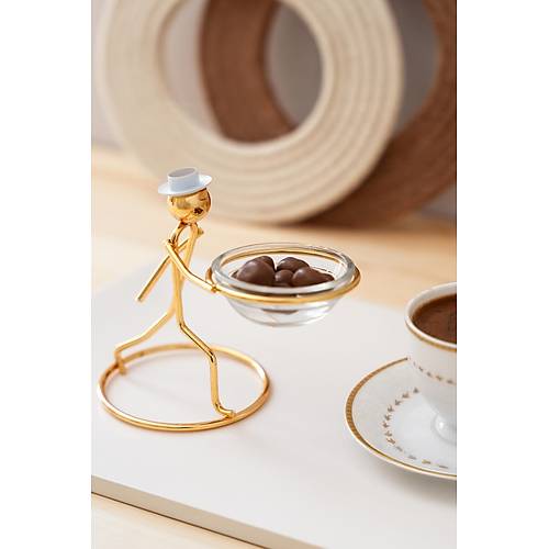 Gold Mini Sunumluk Lokumluk Şekerlik Kahve Yanı Sunum Tabak Drajelik