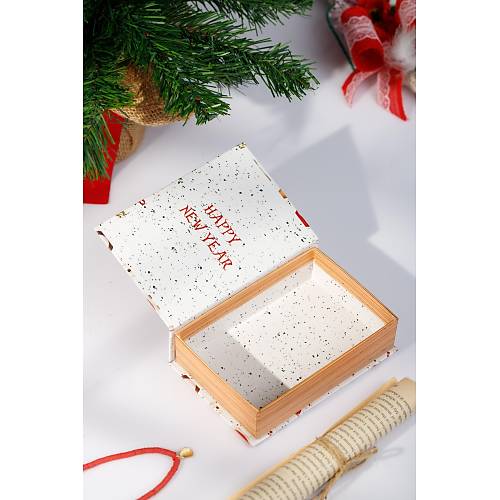 Beyaz Noel Yılbaşı Yeni Yıl Dekorlu Kutu Takı Aksesuar Organizer