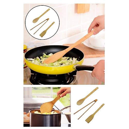 Ahşap Kaşık, Spatula ,Maşa Seti