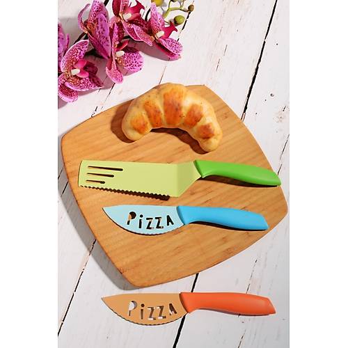 Çelik Ultra Lüks 3' Lü Pizza Dilimleyici Bıçak