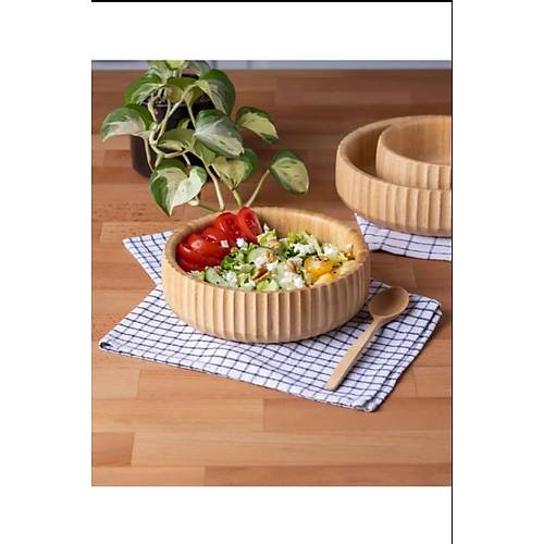 Bambu Çizgili Kase Meyvelik Ekmeklik Salata Meze Bowl Curve Kase Sunum Tepsisi
