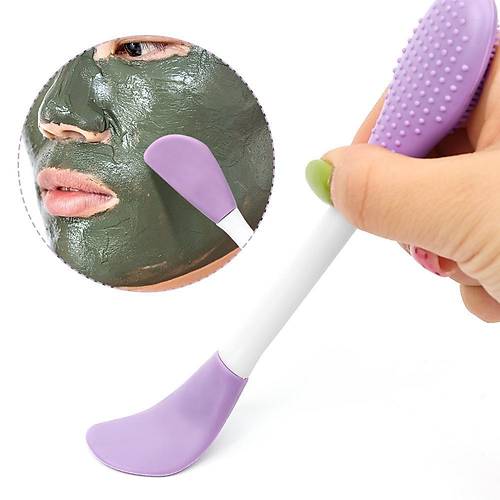 Silikon Çift Başlıklı Cilt Temizleme Maske,Krem Sürme Fırçası 